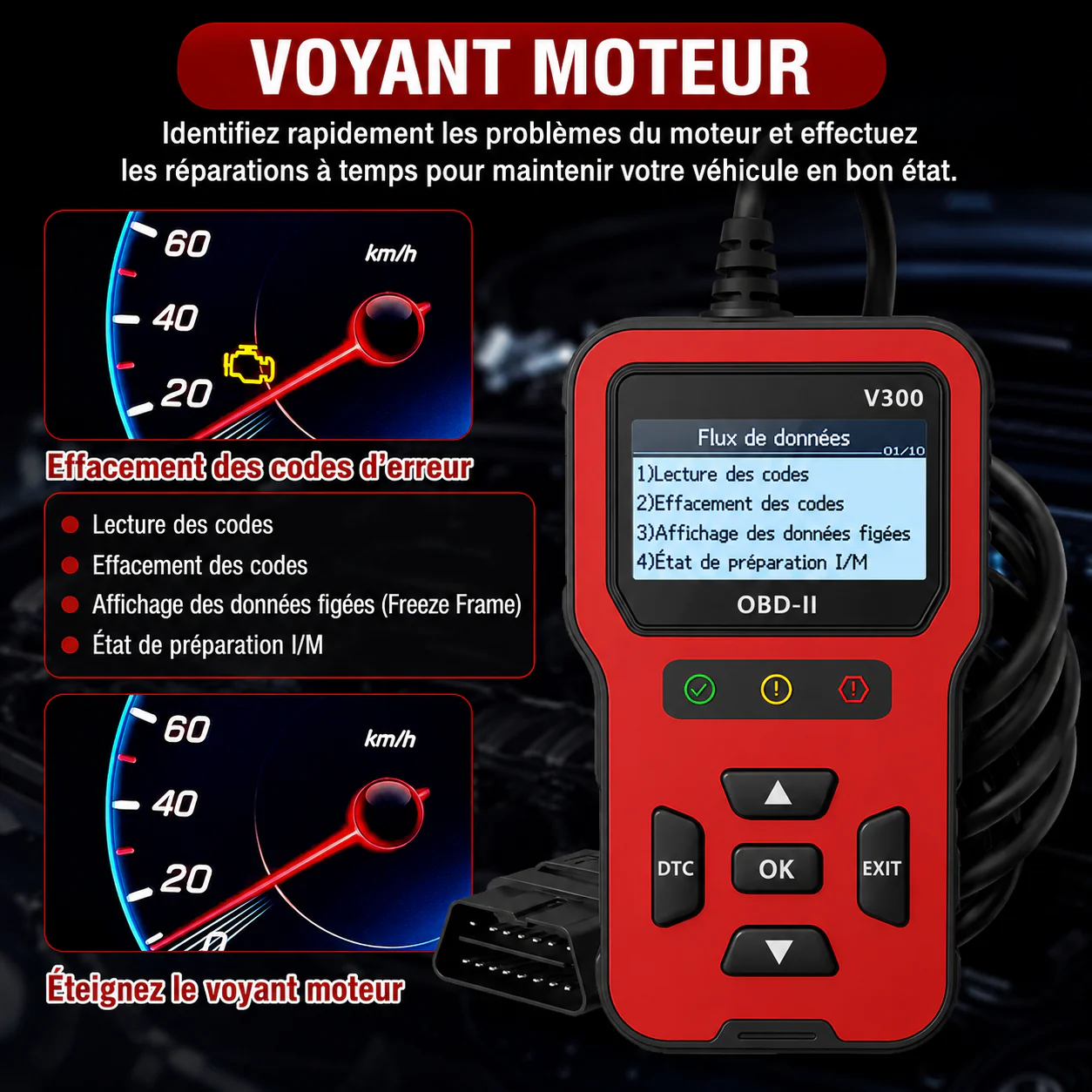 Infographie : identifier et effacer les codes du voyant moteur